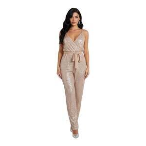 Sugarfox Can't Hide The Shine Sequin Jumpsuit - Bronze